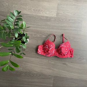 Red Paisley Pattern Bikini Swim Top